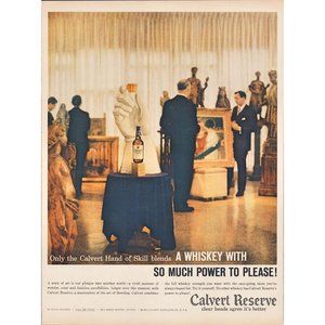1959 Calvert Reserve Whiskey Vintage Print Ad Art Gallery Painting Statue Photo